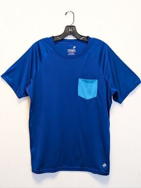Trunks Surf Co UPF 50+ Rash Guard Tee Cobalt Blue Neon Pocket Top M
